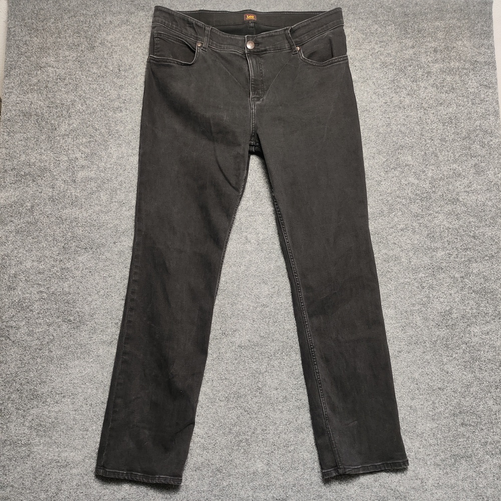 Lee Jeans Womens 18W Long Gray Charcoal Wash Regular Straight Denim Classic